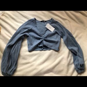 Textured Knitted Gathered Top